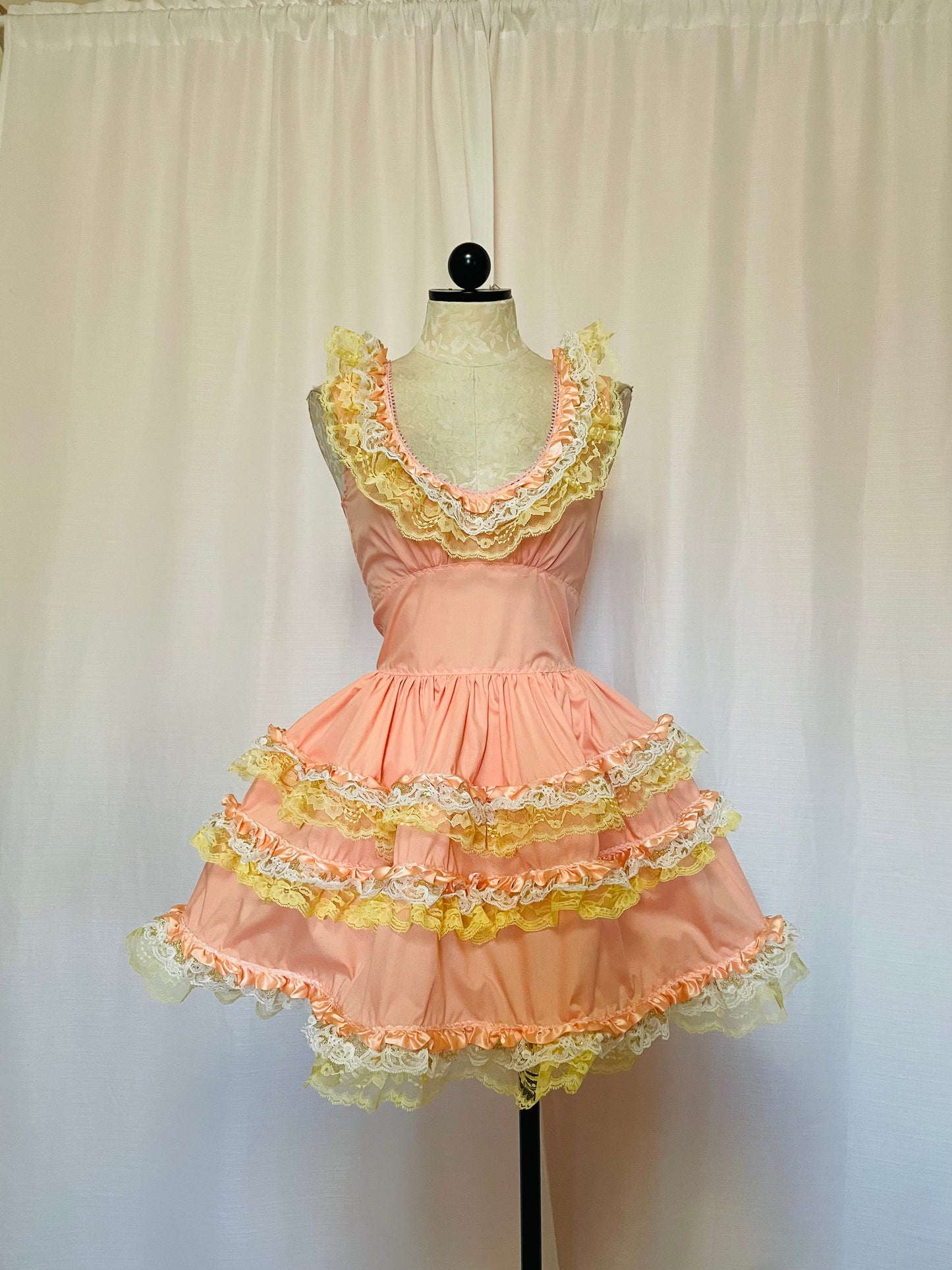The Sleeveless Cupcake Dress in Peach and Yellow