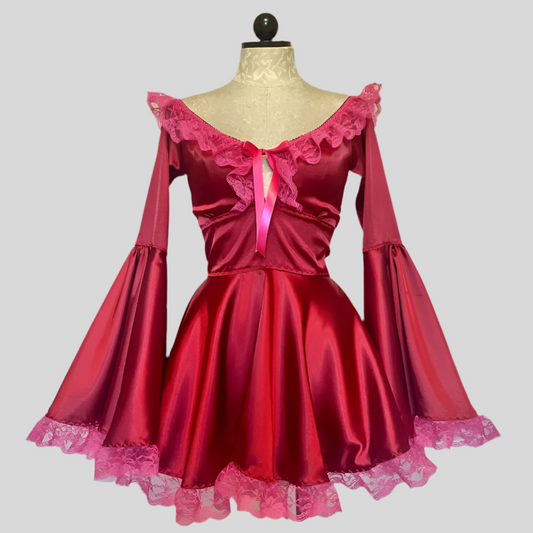The Deidre Dress in Red with Fuchsia