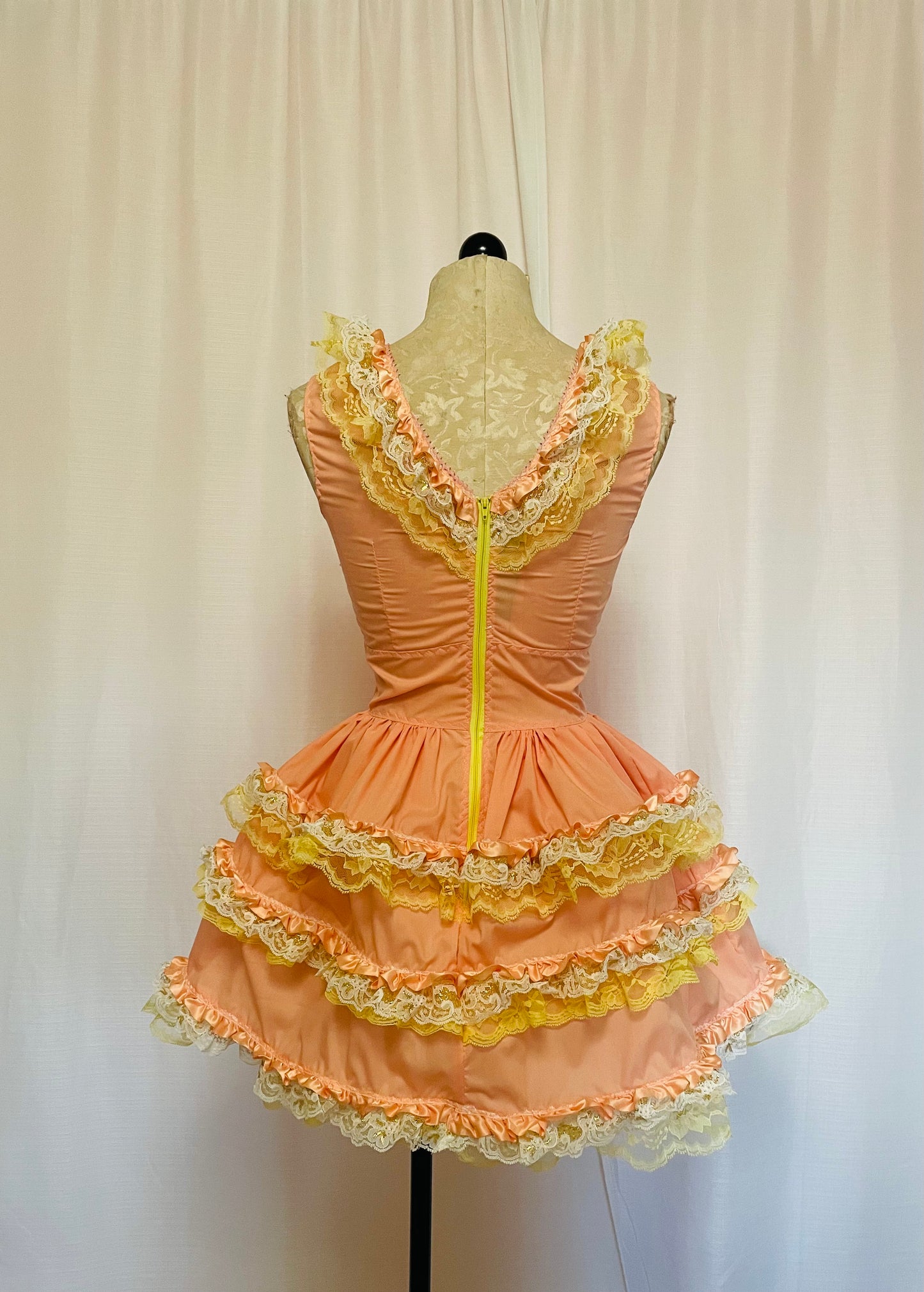 The Sleeveless Cupcake Dress in Peach and Yellow