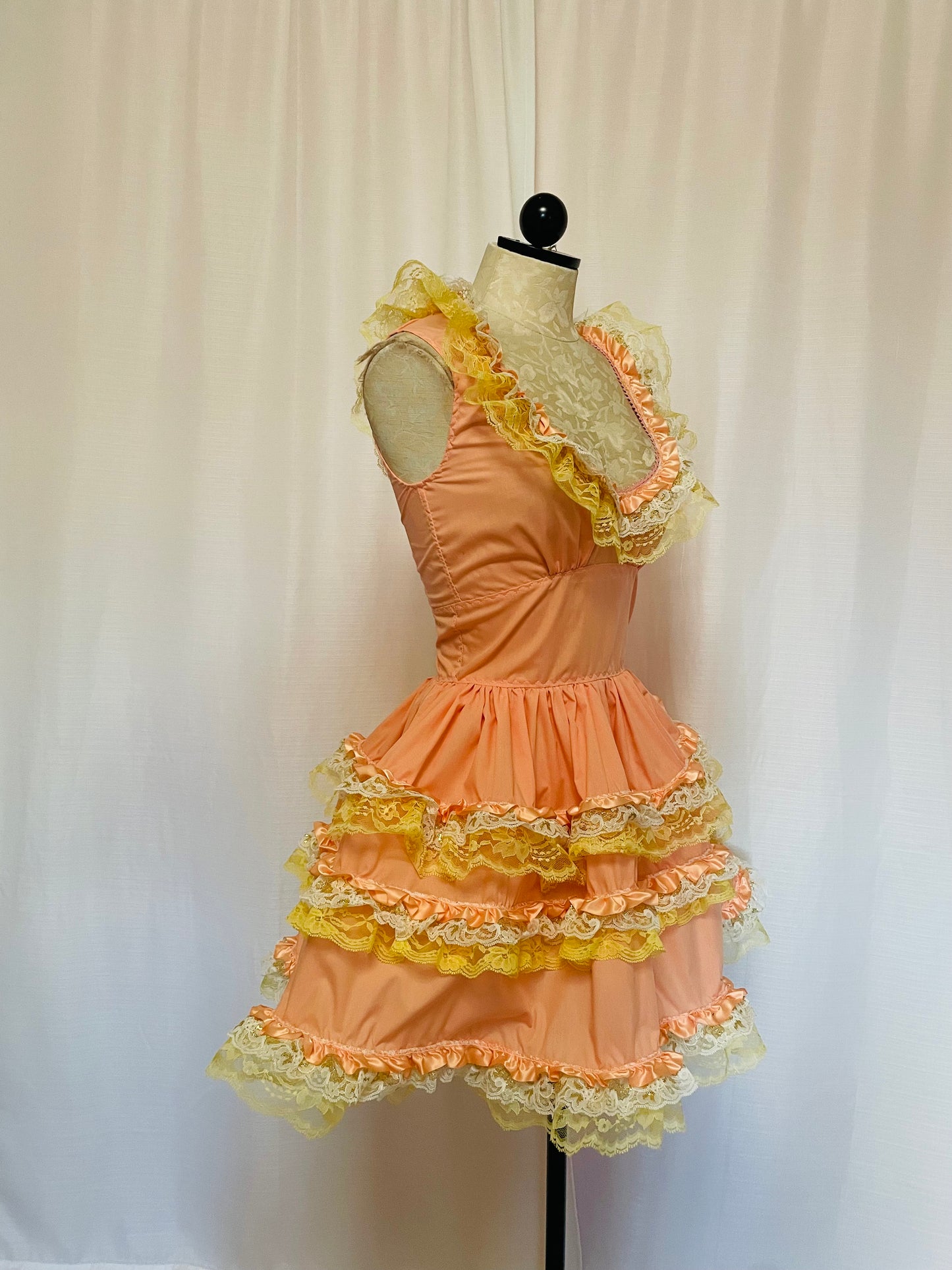 The Sleeveless Cupcake Dress in Peach and Yellow