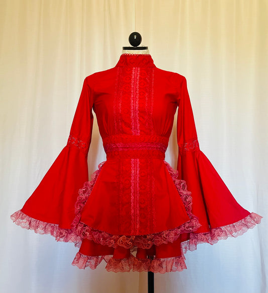 The Lulu Dress in Red with Bell Sleeves
