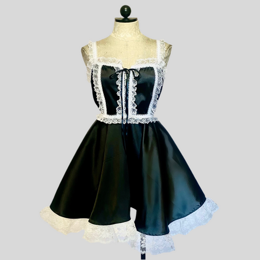 The Danni Dress in Black Satin