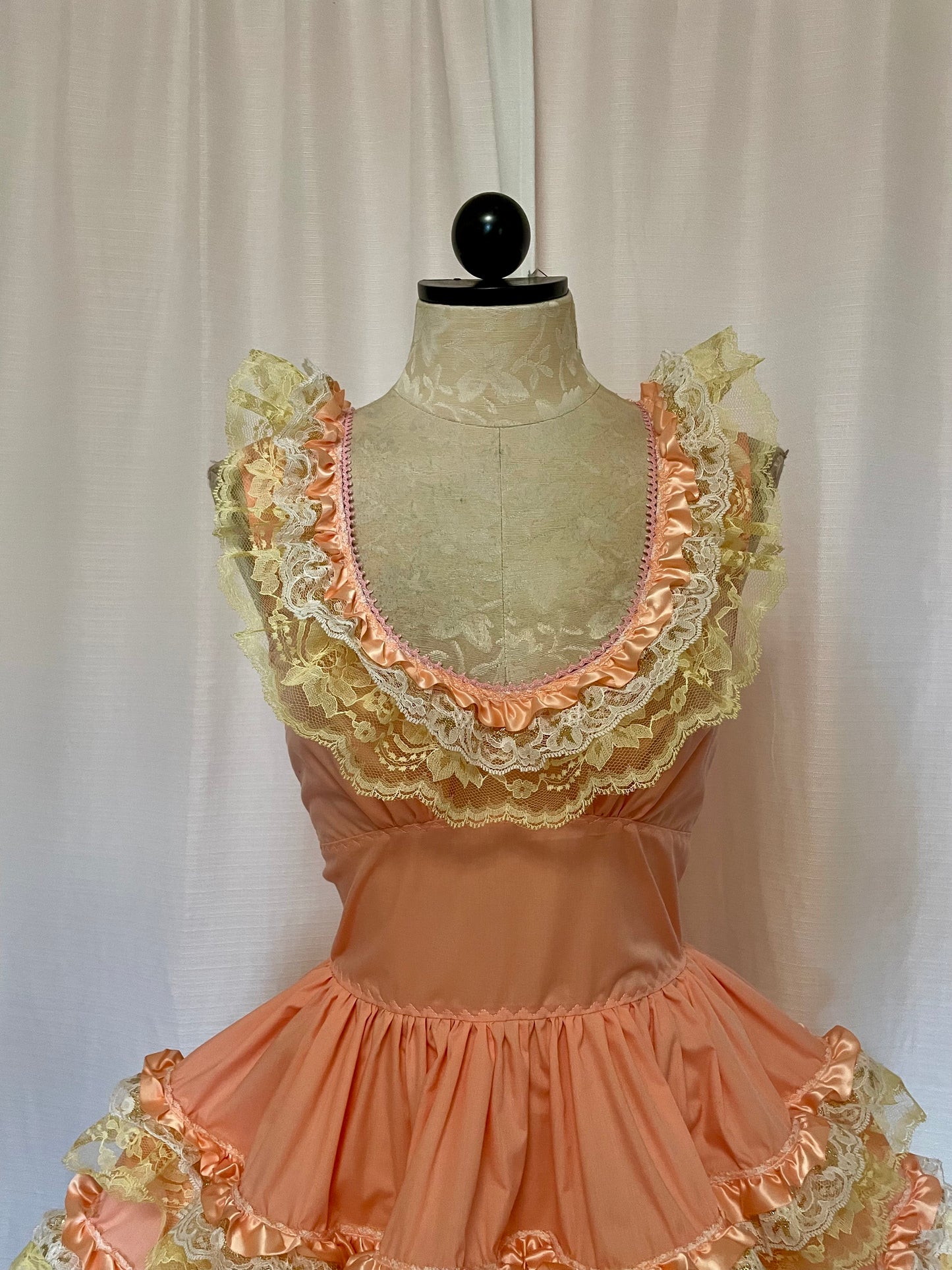 The Sleeveless Cupcake Dress in Peach and Yellow