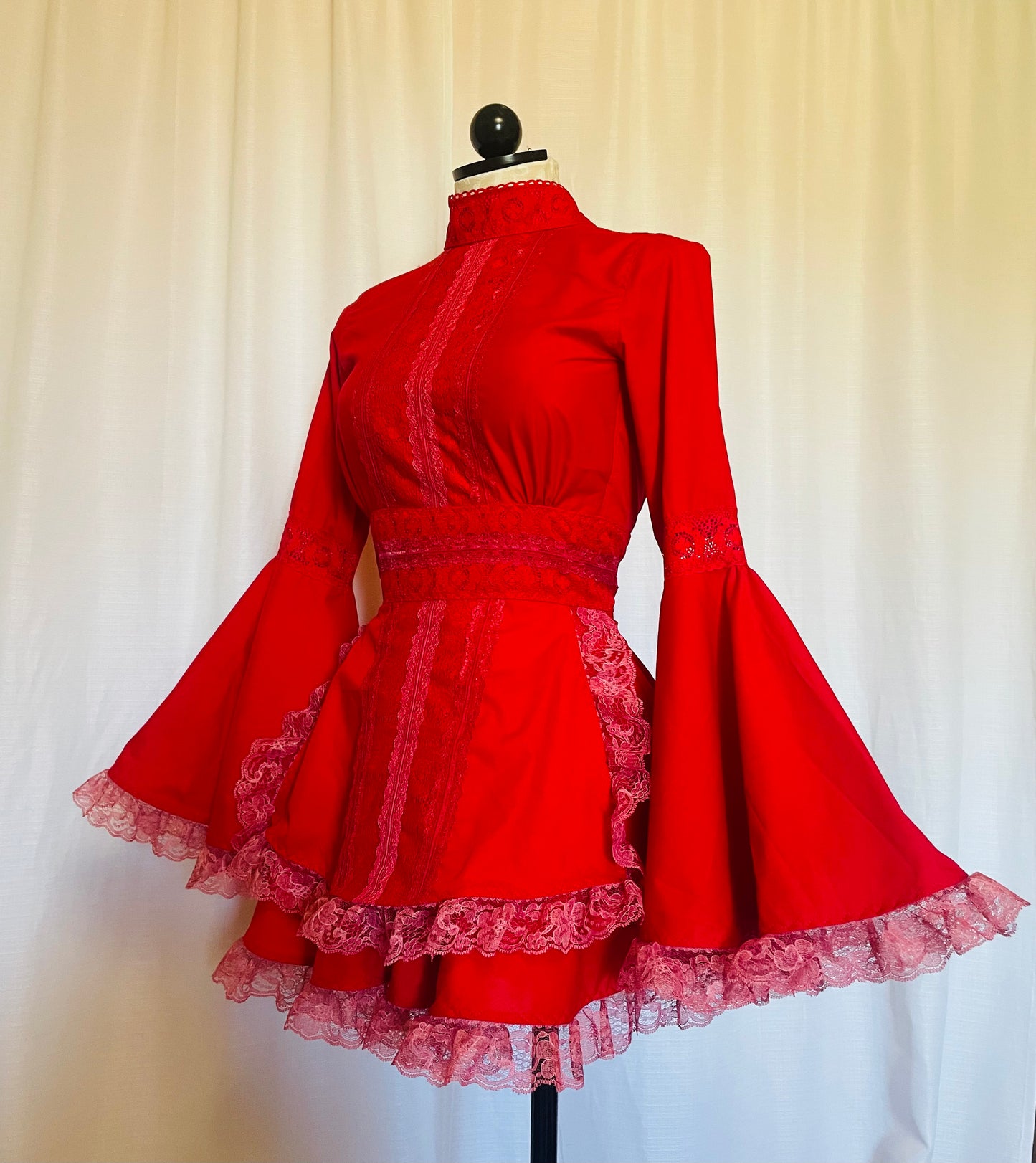 The Lulu Dress in Red with Bell Sleeves