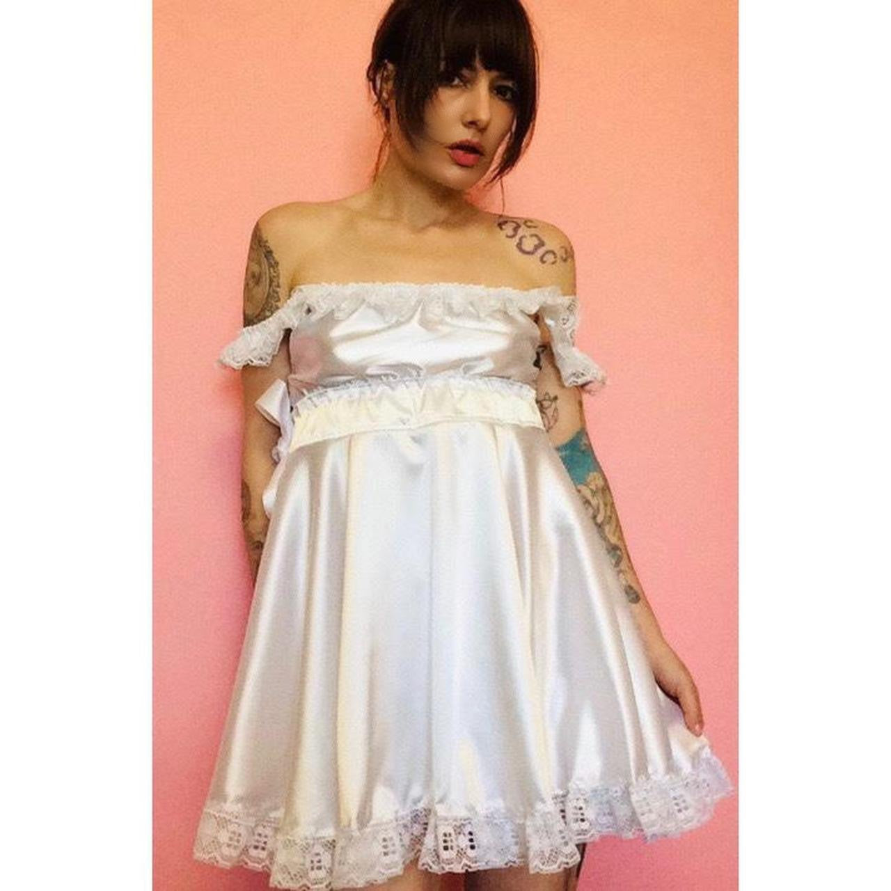 The Dolly Dress in White Satin