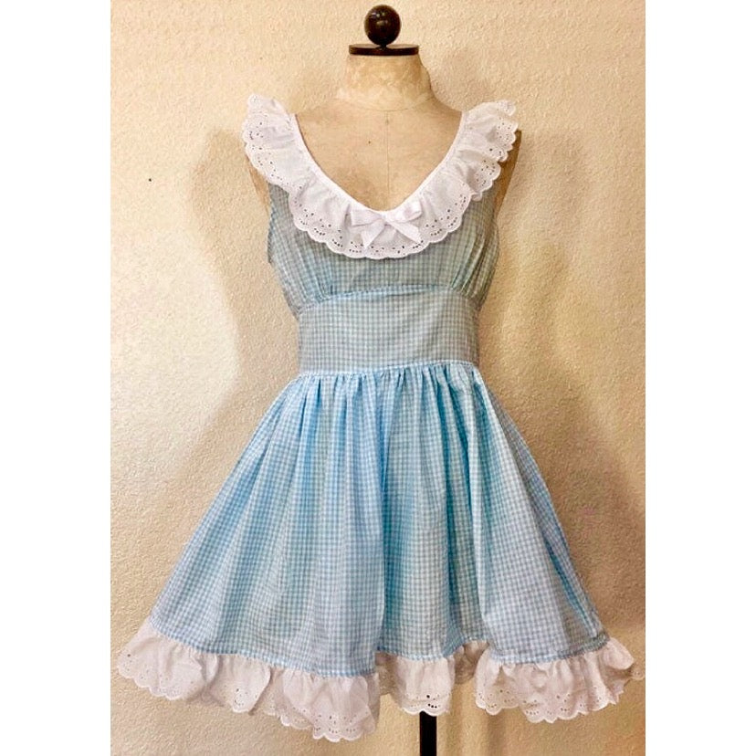 The Chickadee Dress in Blue Gigham