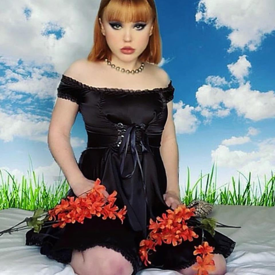 The Satin Tori Barmaid Dress in Black