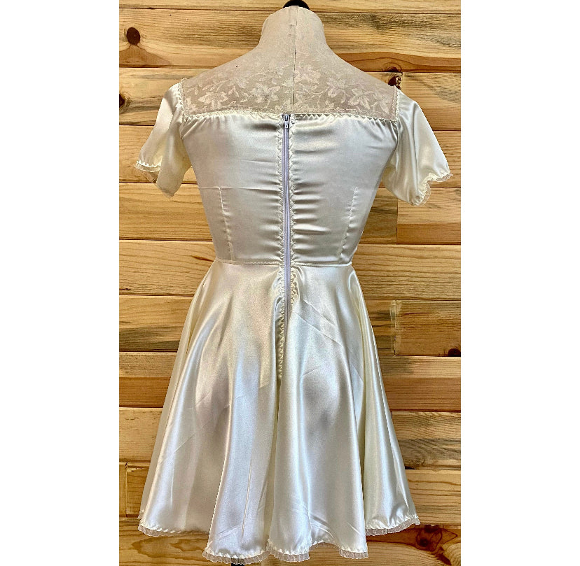 The Satin Tori Barmaid Dress in White