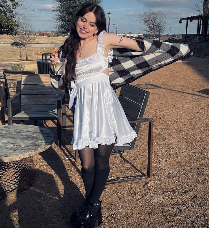 The Dolly Dress in White Satin