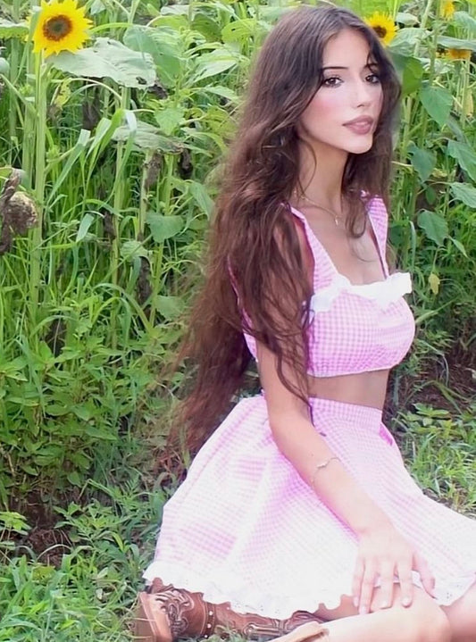 The Darla Set in Pink Gingham