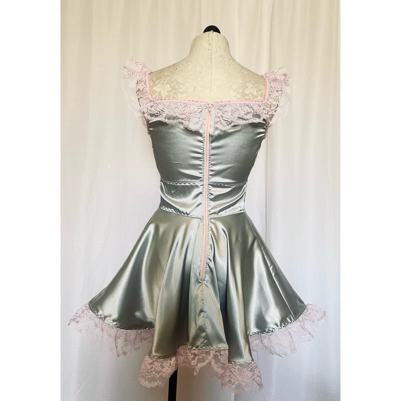 The Kathryn Dress in Silver with Pink Lace