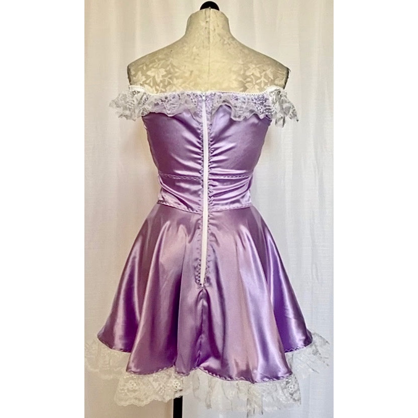 The Kathryn Dress in Violet with White Lace