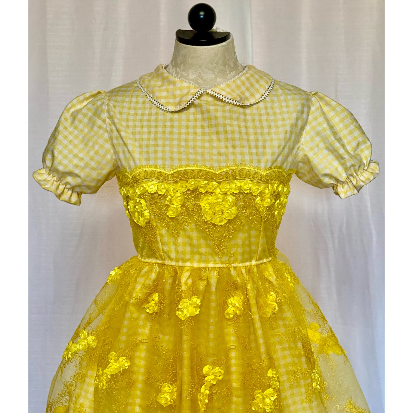 The Gingham Lace Taffy Dress in Yellow
