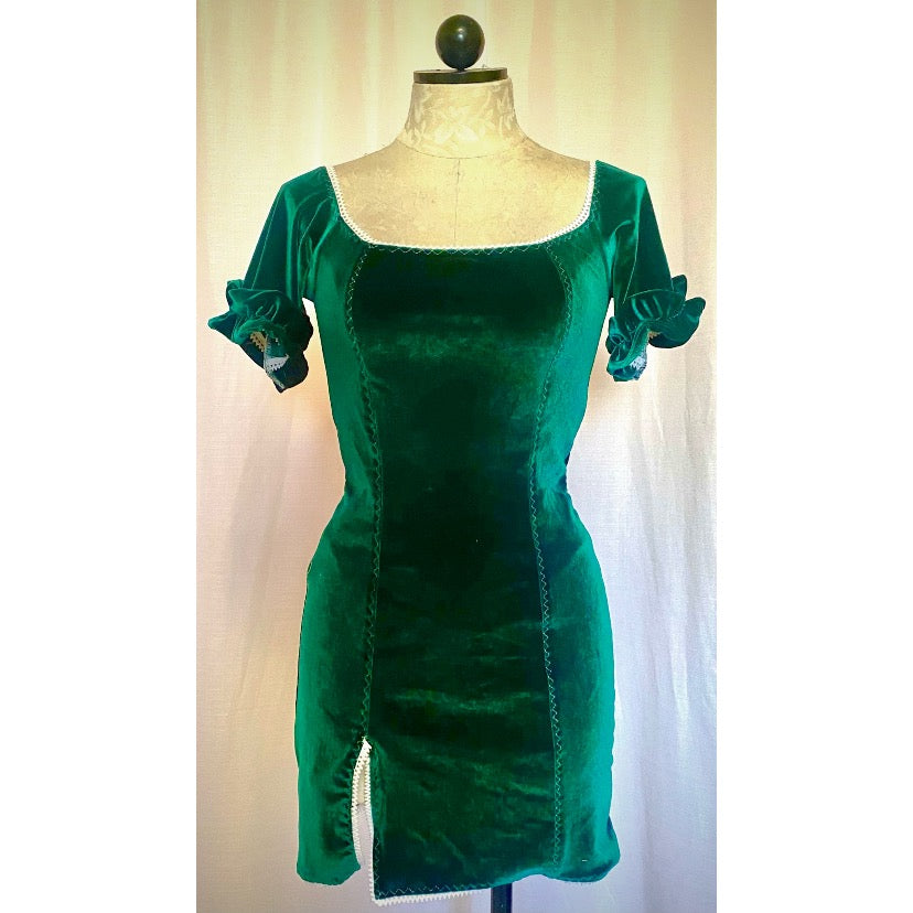 The Jessie Dress in Green Velvet