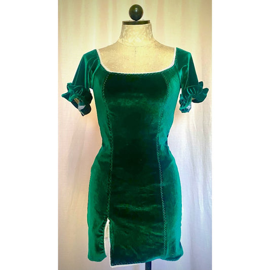 The Jessie Dress in Green Velvet
