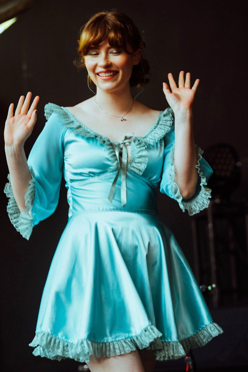 The Quarter Sleeve Penelope Dress in Blue