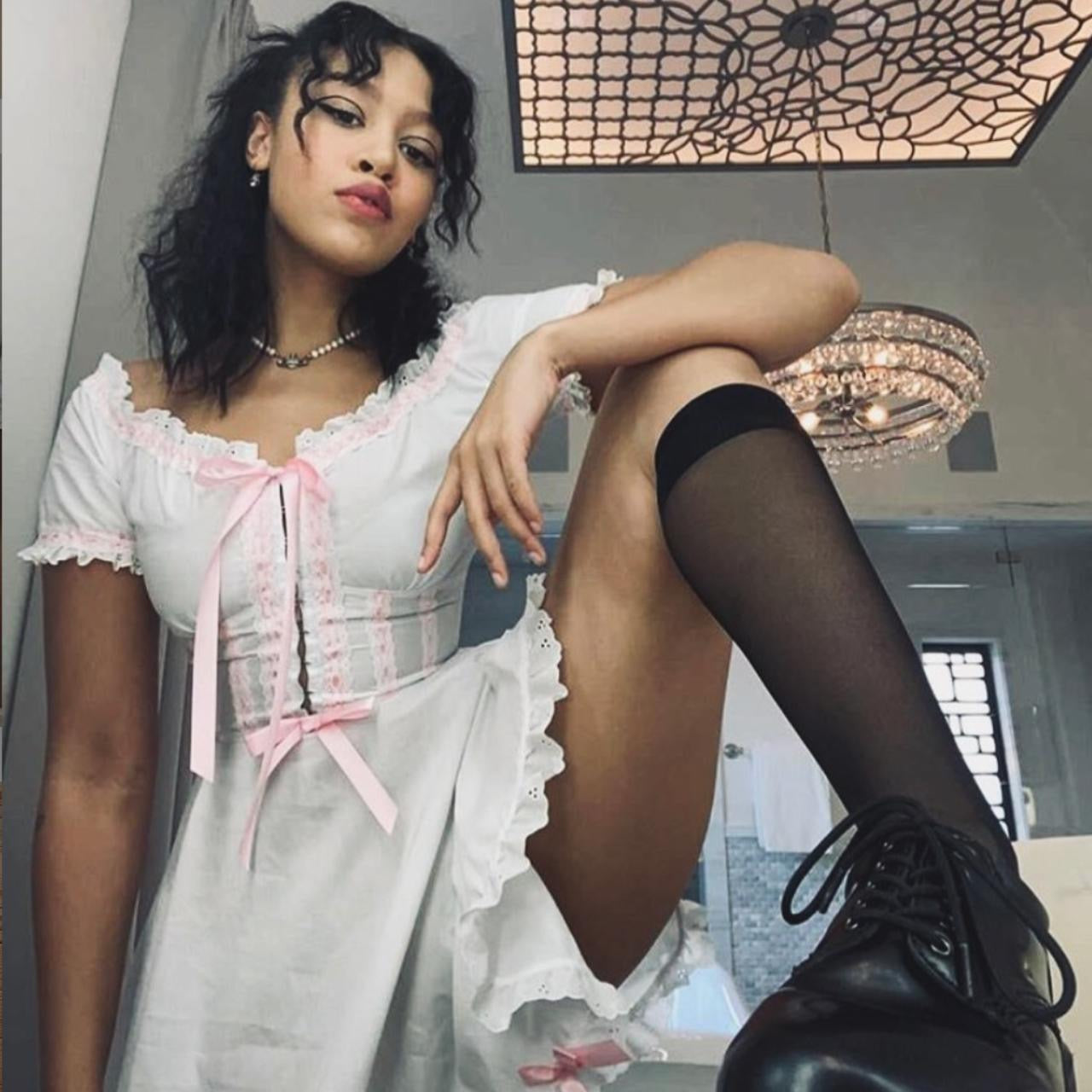 The Maja Dress in White and Pink