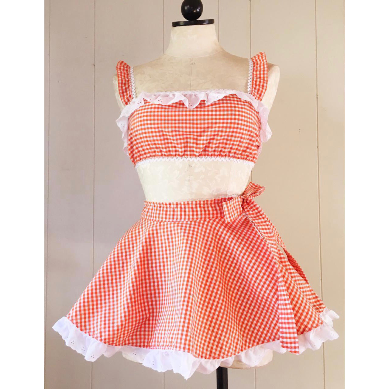 The Darla Set in Orange Gingham