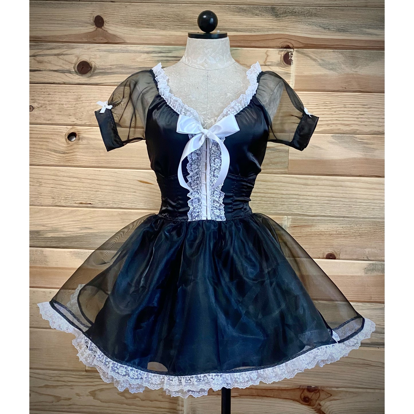 The Sebastian Dress in Black with White Details