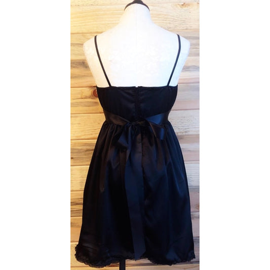 The Caroline Slip in Black Satin
