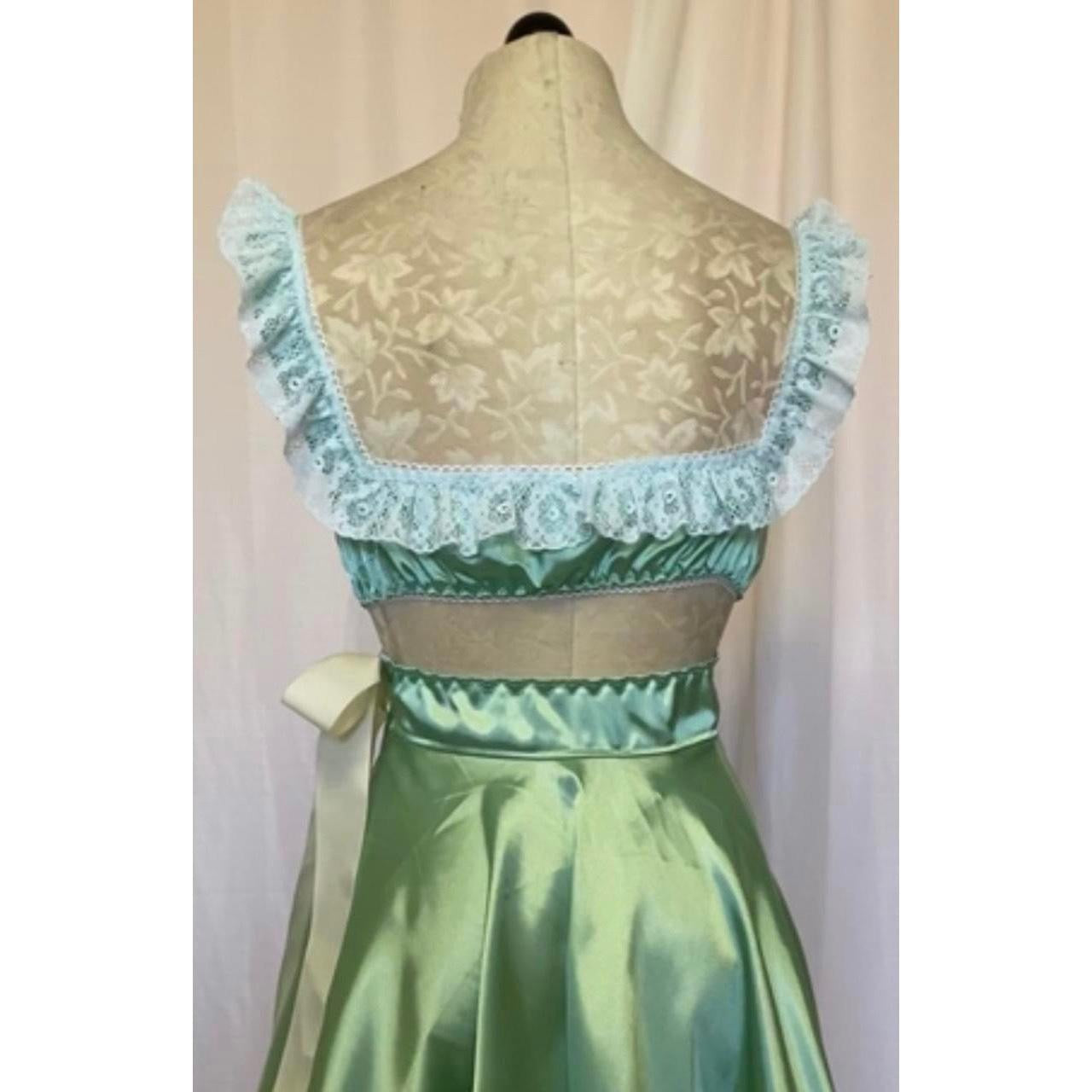 The Dolly Dress in Mint Satin