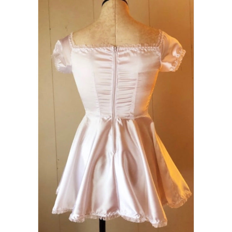 The Satin Tori Barmaid Dress in White