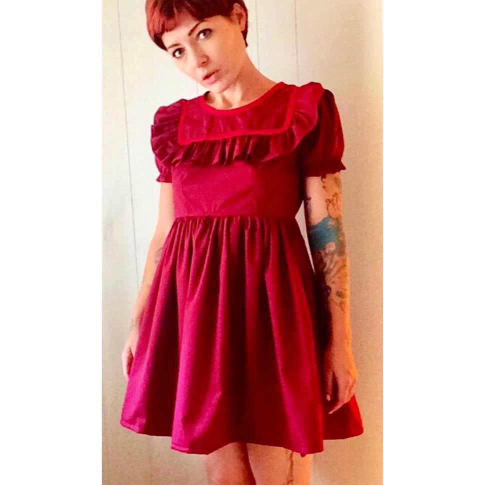 The Short Sleeve Savannah Dress in Berry Red