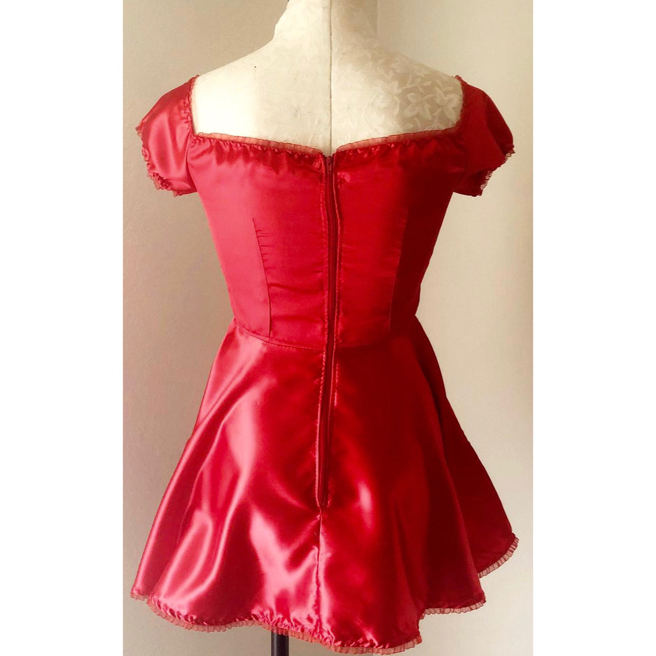 The Satin Tori Barmaid Dress in Red