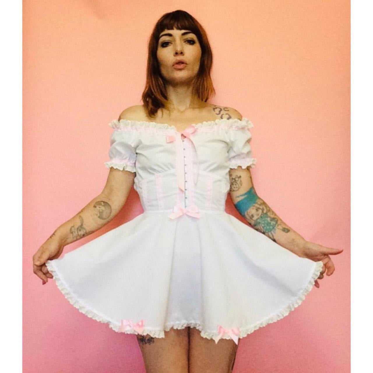 The Maja Dress in White and Pink