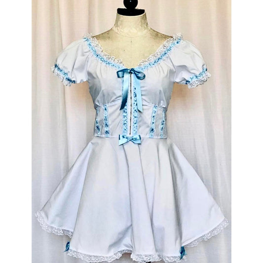 The Maja Dress in White and Blue