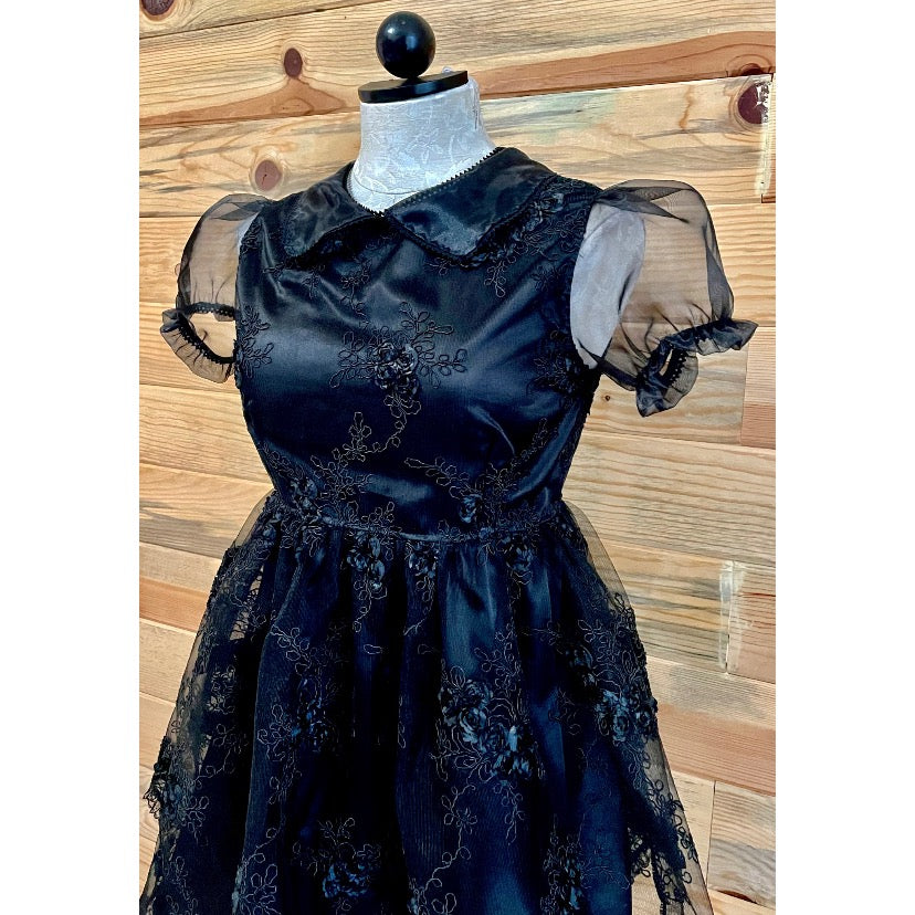 The Taffy Dress in Black Satin