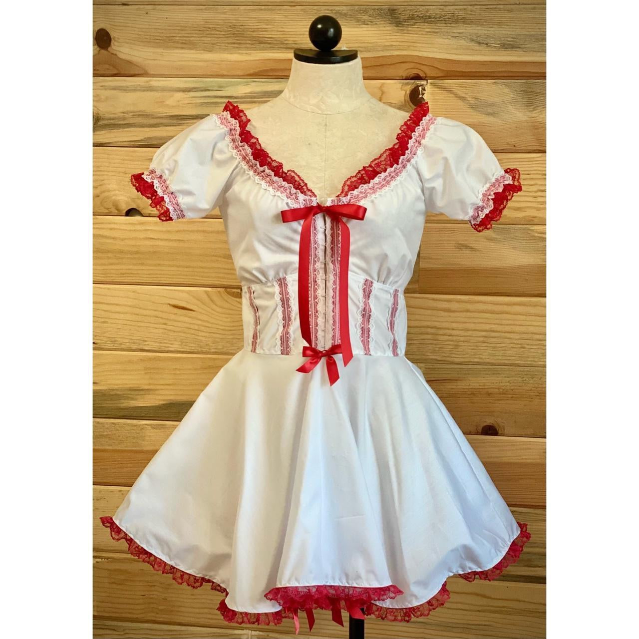 The Maja Dress in White and Red