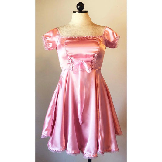 The Satin Tori Barmaid Dress in Pink