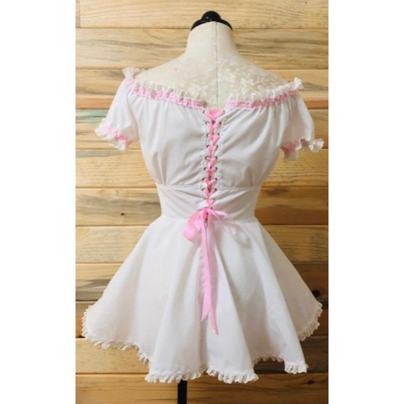 The Maja Dress in White and Pink