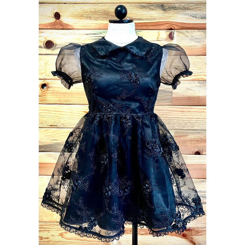 The Taffy Dress in Black Satin
