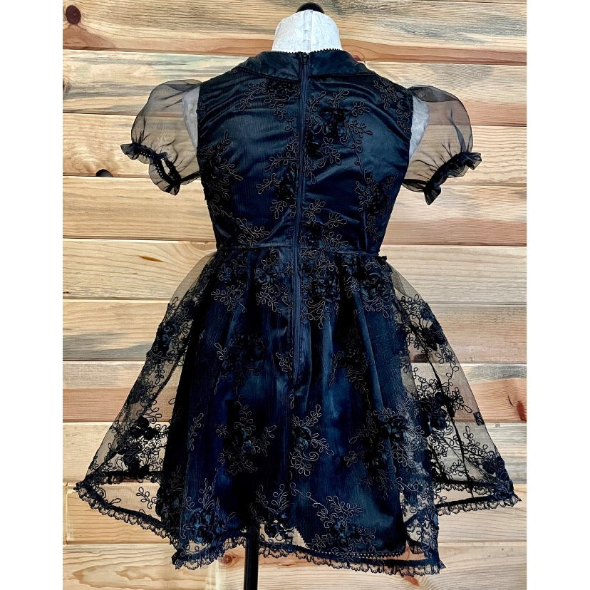 The Taffy Dress in Black Satin