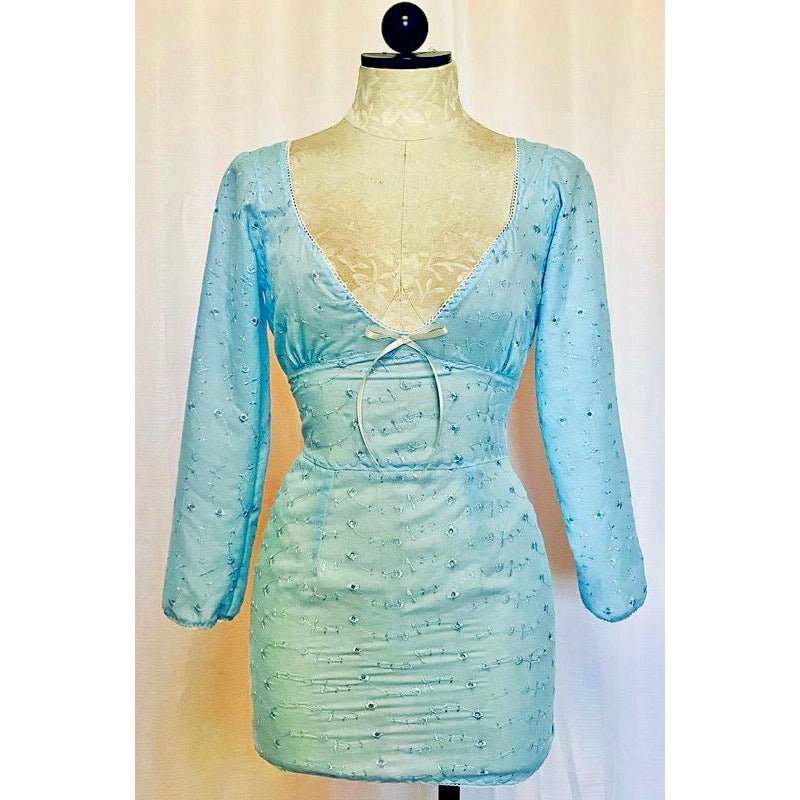 The Dora Dress in Blue Eyelet