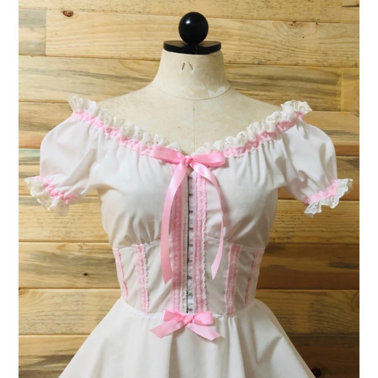 The Maja Dress in White and Pink