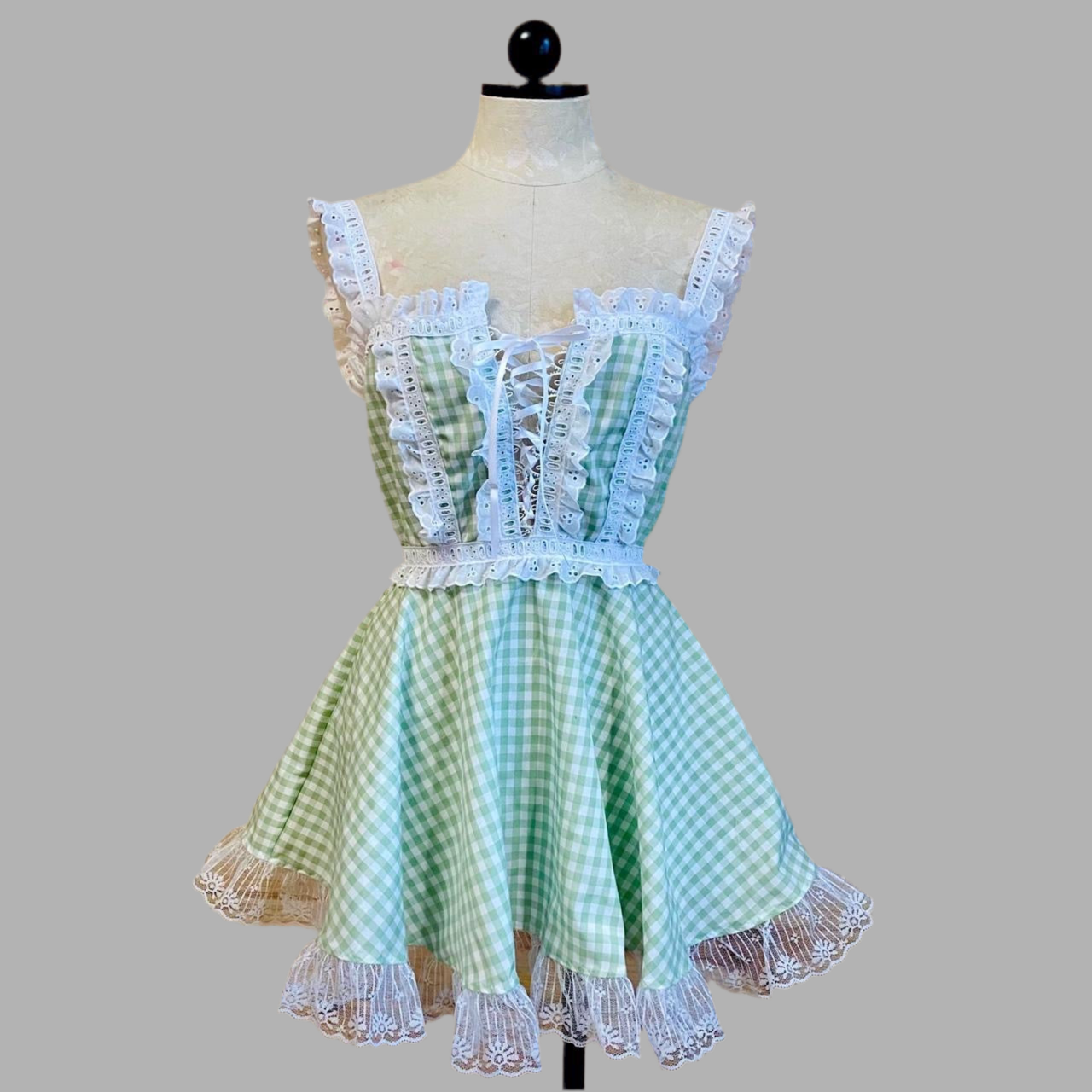 The Danni Dress in Mint Gingham