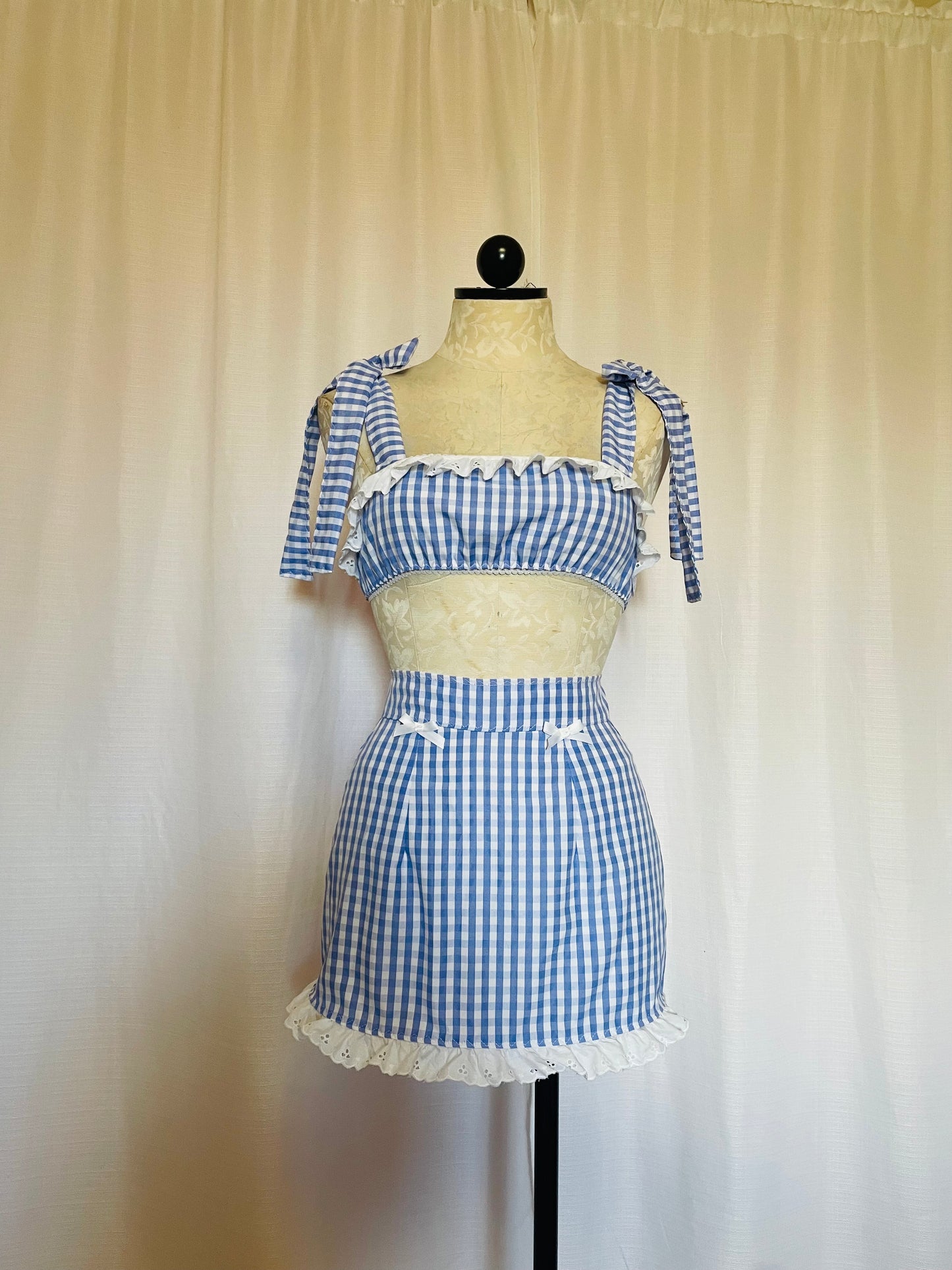 The Addy Set in Blue Gingham