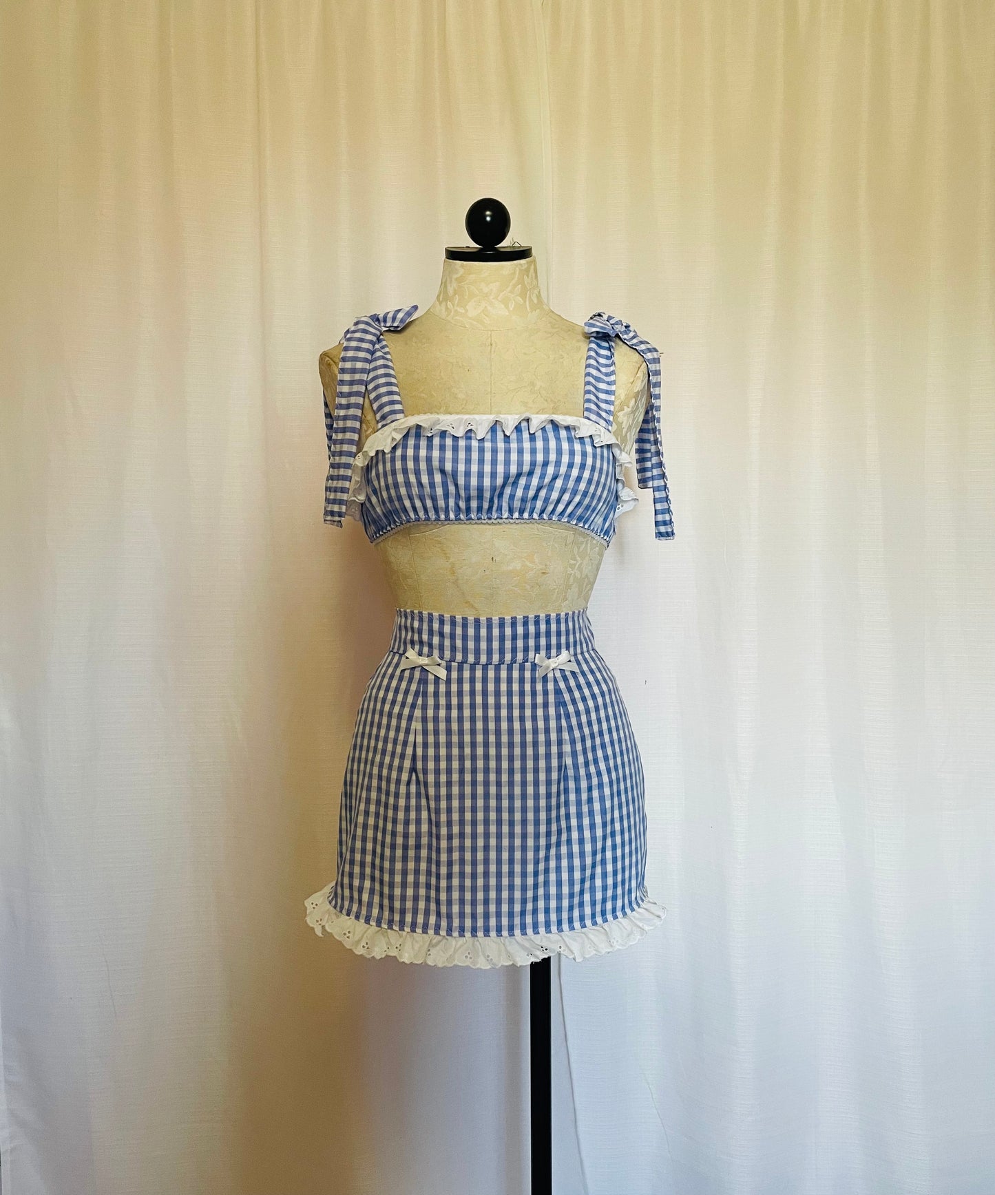 The Addy Set in Blue Gingham