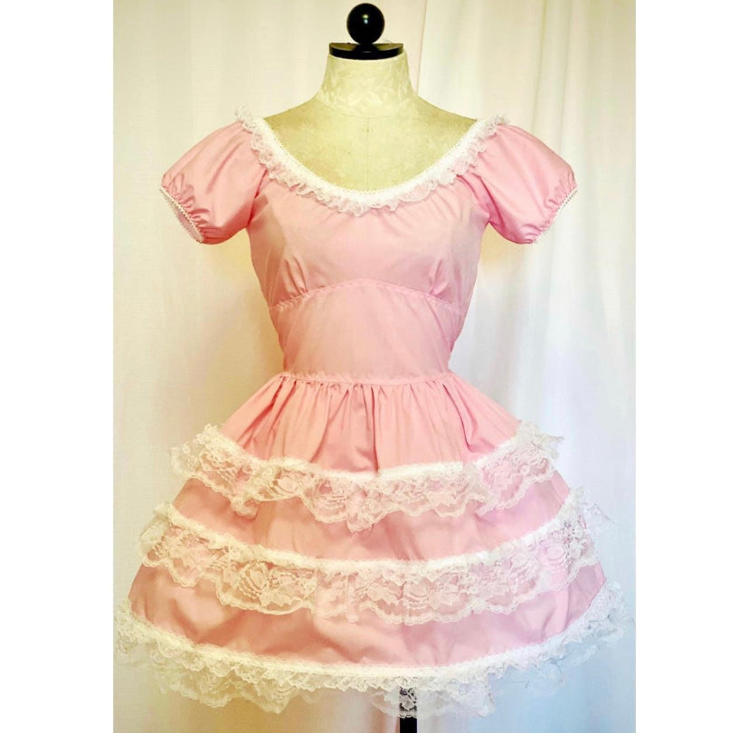 The Cupcake Dress in Pink with White
