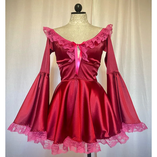 The Deidre Dress in Red with Fuchsia