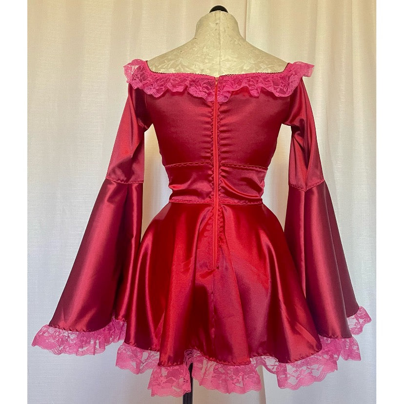 The Deidre Dress in Red with Fuchsia