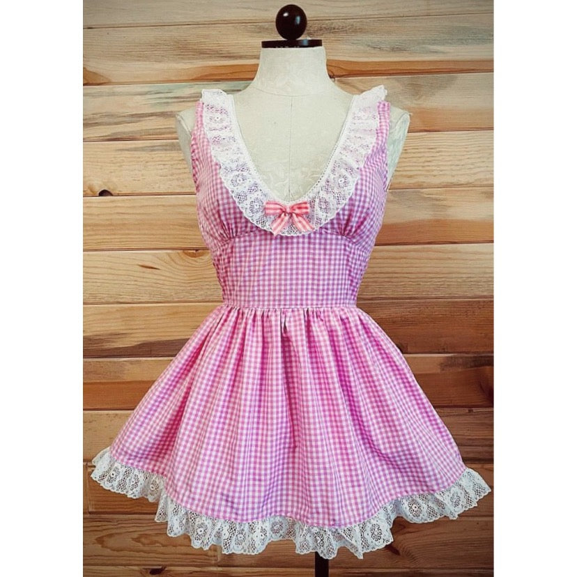The Chickadee Dress in Pink Gingham