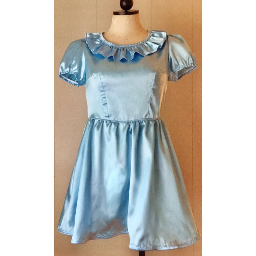 The Square Dance Dress in Blue Satin
