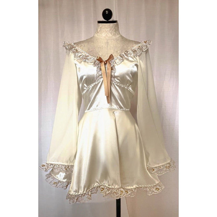 The Penelope Dress in White with Gold Accents