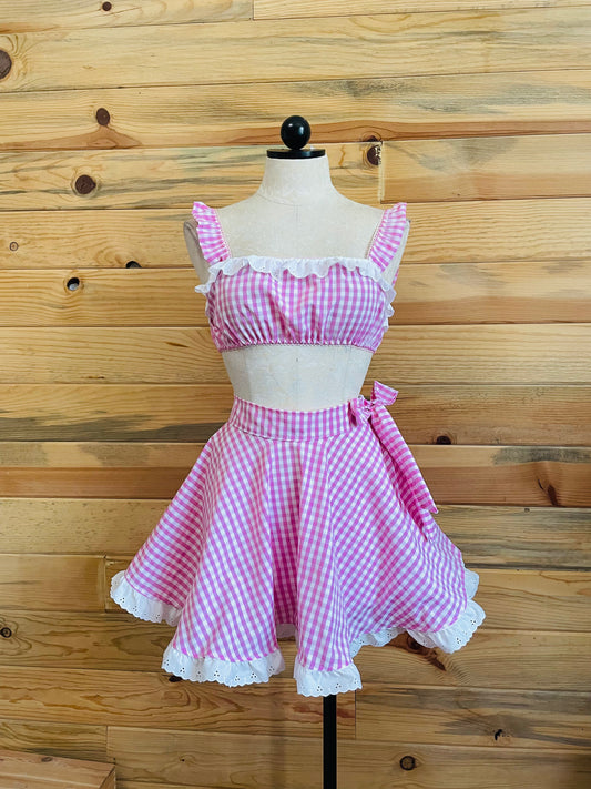 The Darla Set in Pink Gingham