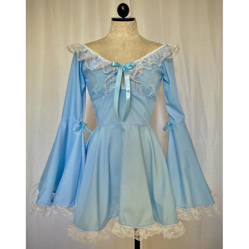 The Deidre Dress in Blue Cotton