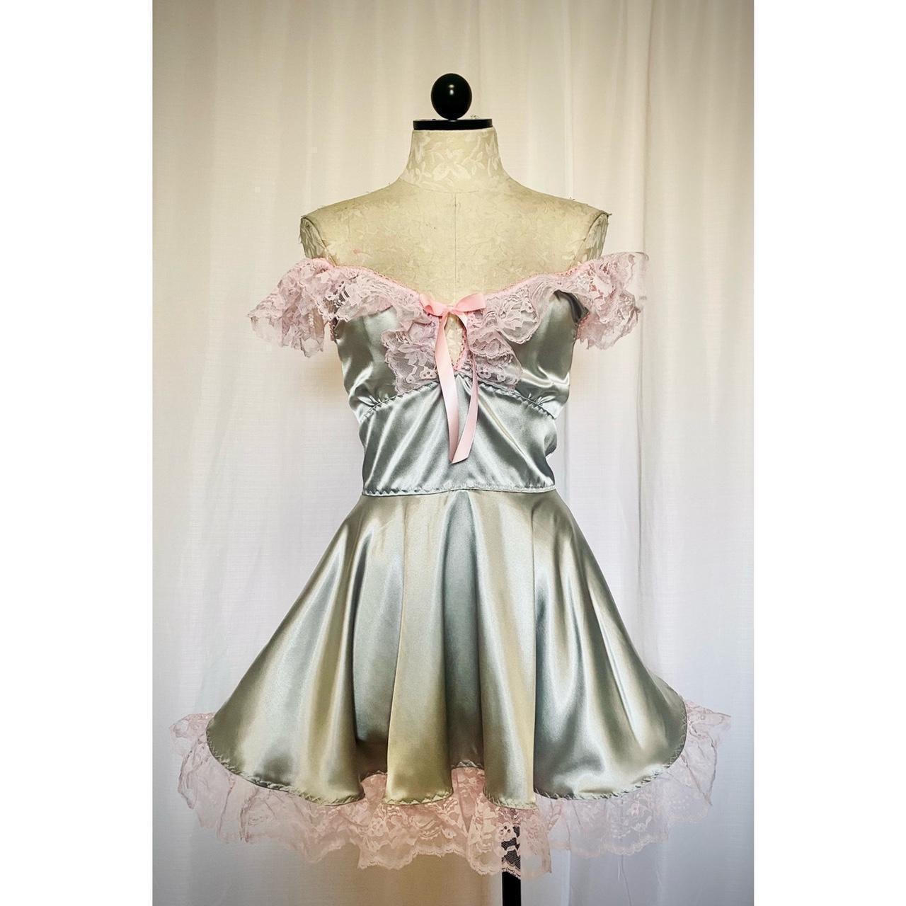 The Kathryn Dress in Silver with Pink Lace
